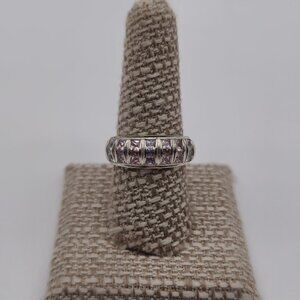Size 9.25 Sterling Silver Beautiful Cubic Zirconia Gems Band Ring A2693